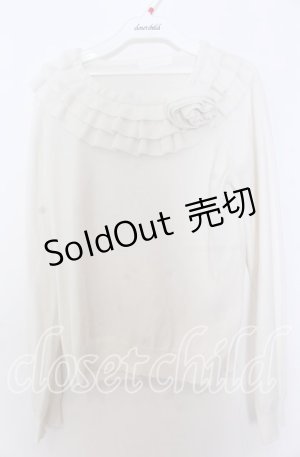 画像: PINK HOUSE / フラワーモチーフブローチ付きフリルニット  シロ O-25-12-10-034-LO-TO-IG-OS