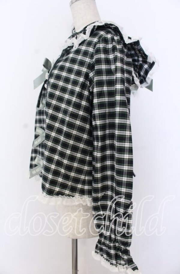 画像2: PINK HOUSE / PINK HOUSE×misako aoki　チェックフードブラウス  グリーン O-25-12-10-035-LO-BL-OW-OS (2)