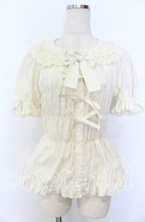 画像: metamorphose / シャーリング半袖ブラウス 1 アイボリー O-25-12-10-037-ME-BL-OW-OS