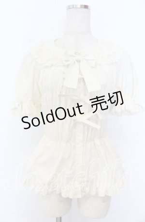 画像: metamorphose / シャーリング半袖ブラウス 1 アイボリー O-25-12-10-037-ME-BL-OW-OS