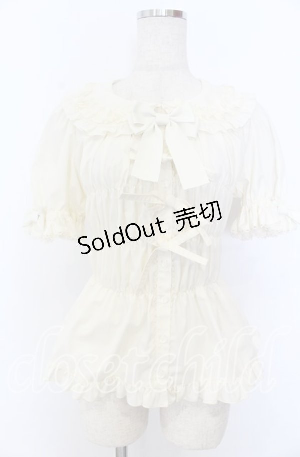 画像1: metamorphose / シャーリング半袖ブラウス 1 アイボリー O-25-12-10-037-ME-BL-OW-OS (1)