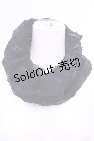 画像: NAOTO SEVEN / クロスptスヌード  ブラック O-25-12-11-1030-HN-ZA-OW-ZT0104R