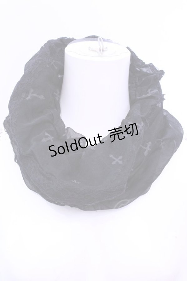 画像1: NAOTO SEVEN / クロスptスヌード  ブラック O-25-12-11-1030-HN-ZA-OW-ZT0104R (1)