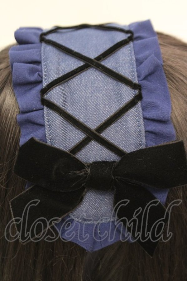 画像2: MILK / Poupee ヘッドドレス  ブルーデニム O-25-12-11-1040-ML-AC-OW-ZT485-F003 (2)