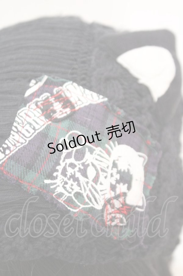 画像2: HANGRY&ANGRY / ワッペン付き猫耳ニットキャップ  ブラック O-25-12-11-1043-HN-AC-OW-OS (2)