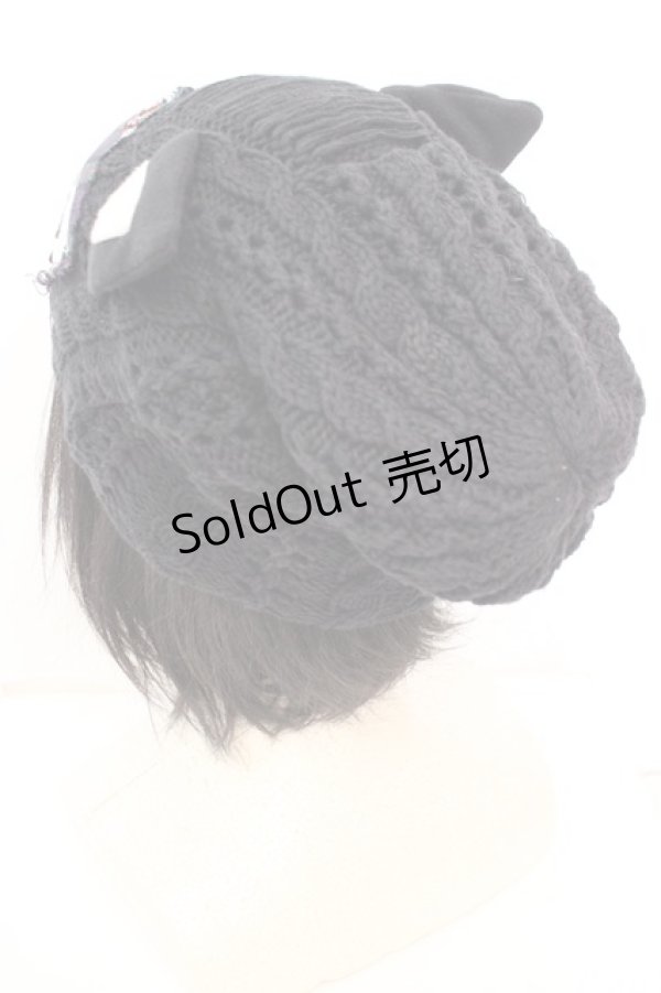 画像3: HANGRY&ANGRY / ワッペン付き猫耳ニットキャップ  ブラック O-25-12-11-1043-HN-AC-OW-OS (3)