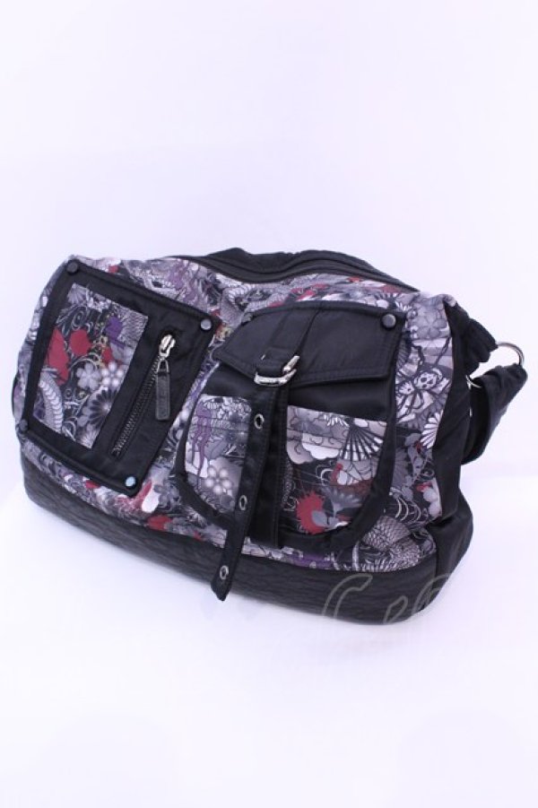 画像1: Qutie Frash / 和柄ショルダーバッグ  ブラック O-25-12-11-1004-QU-BG-IG-ZT501 (1)