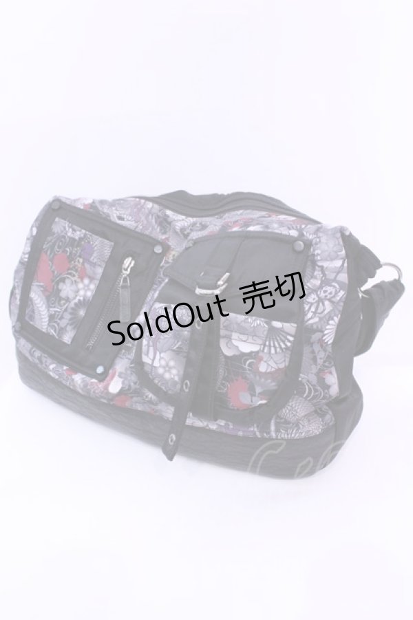 画像1: Qutie Frash / 和柄ショルダーバッグ  ブラック O-25-12-11-1004-QU-BG-IG-ZT501 (1)