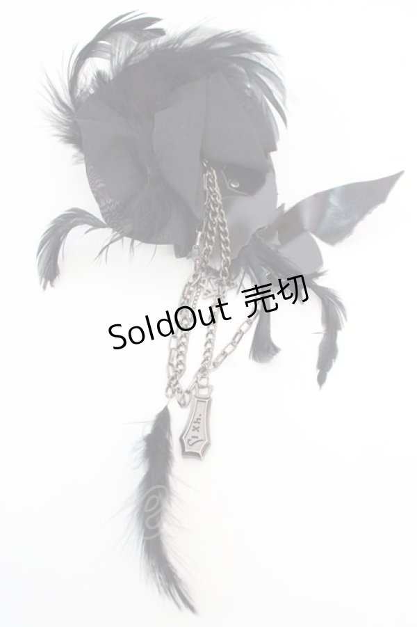 画像1: Sixh / フェザーローズコサージュ  ブラック O-25-12-11-1059-HN-ZA-OW-OS (1)