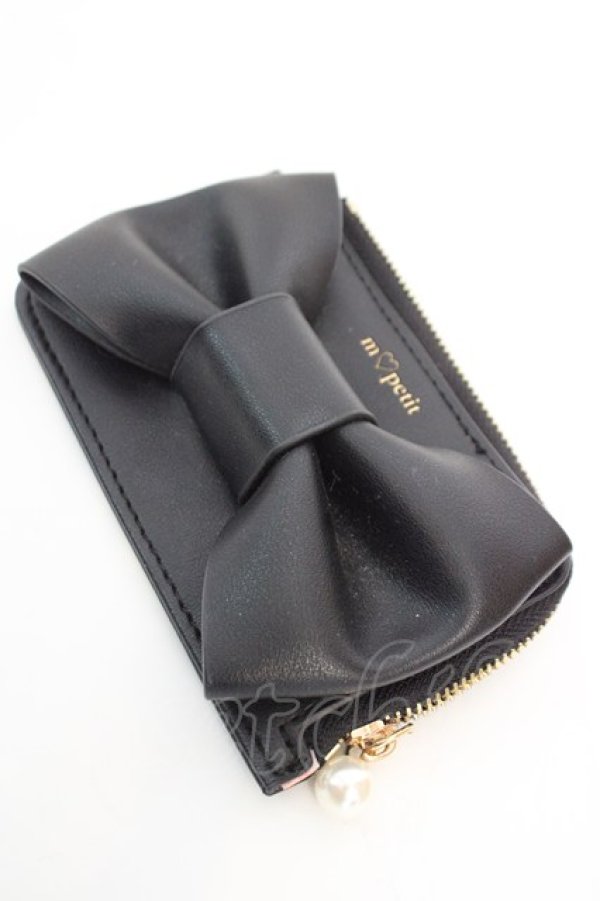 画像1: m petit by misako / リボンモチーフコインケース  クロ O-25-12-11-1066-LO-ZA-OW-ZT434-F004 (1)