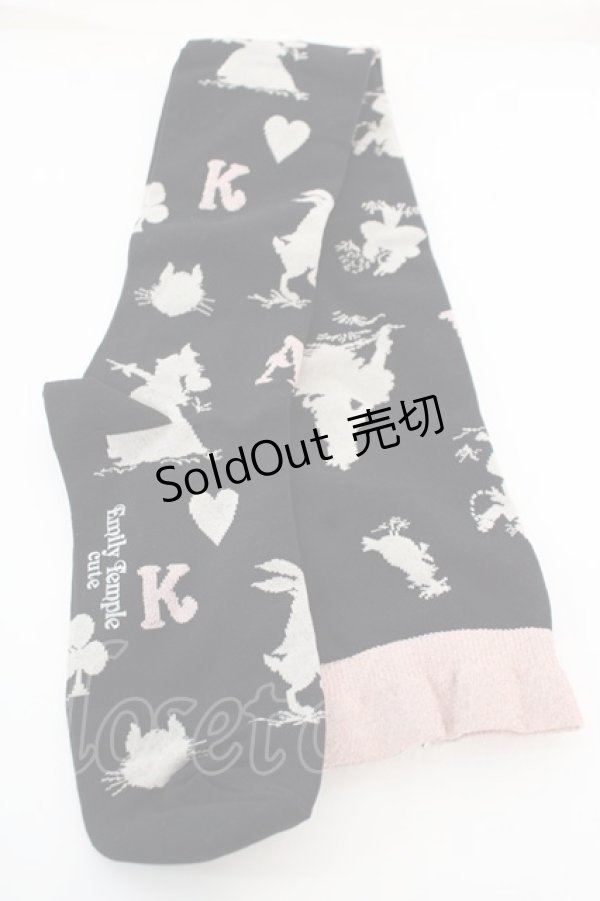 画像2: Emily Temple cute / アリス柄ソックス  クロ O-25-12-11-1071-ET-ZA-OW-OS (2)