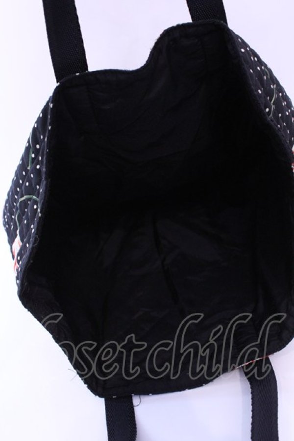 画像3: INGEBORG / ドットチューリップキルトバッグ  クロ O-25-12-11-1001-LO-BG-IG-ZT170 (3)