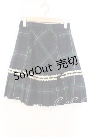 画像: Emily Temple cute / はしごレース配色チェックプリーツスカート  グリーン×キナリ O-25-12-13-031-ET-SK-OW-ZT1221D