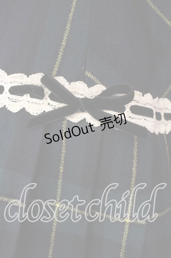 画像2: Emily Temple cute / はしごレース配色チェックプリーツスカート  グリーン×キナリ O-25-12-13-031-ET-SK-OW-ZT1221D (2)