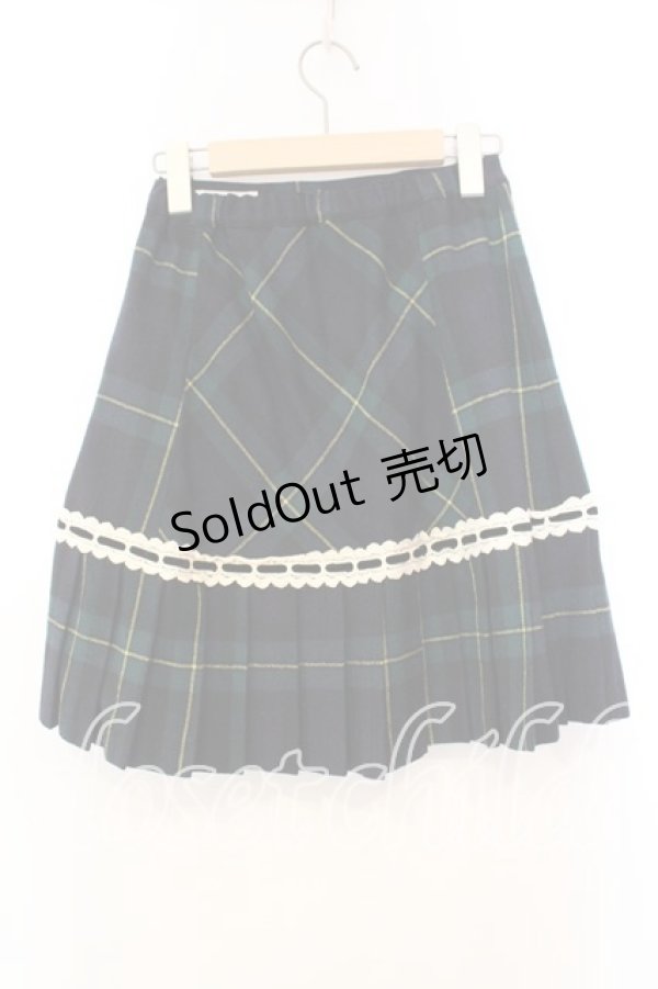 画像3: Emily Temple cute / はしごレース配色チェックプリーツスカート  グリーン×キナリ O-25-12-13-031-ET-SK-OW-ZT1221D (3)