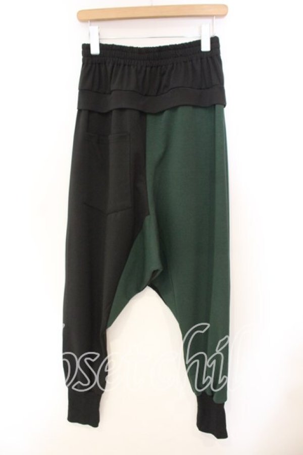 画像2: NieR Clothing / バイカラーサルエルパンツ  ブラック×グリーン O-25-12-13-043-PU-PA-OW-OS (2)