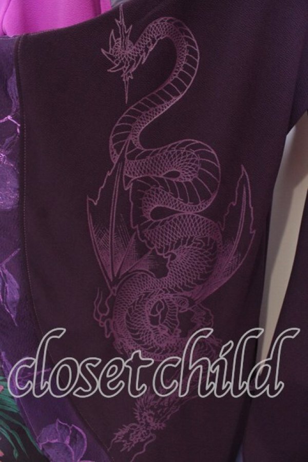 画像2: Qutie Frash / アシメ着物カーデ  パープル O-25-12-13-044-QU-JA-IG-ZI (2)