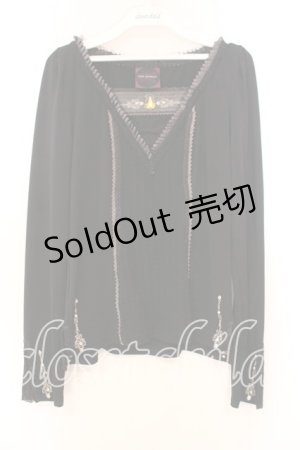 画像: OZZ ANGELO / ストーン付き切り替えカットソー  ブラック O-25-12-13-046-OO-TO-IG-OS