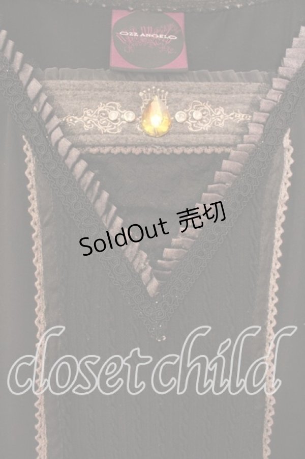 画像2: OZZ ANGELO / ストーン付き切り替えカットソー  ブラック O-25-12-13-046-OO-TO-IG-OS (2)