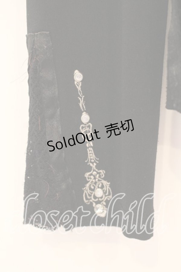 画像3: OZZ ANGELO / ストーン付き切り替えカットソー  ブラック O-25-12-13-046-OO-TO-IG-OS (3)