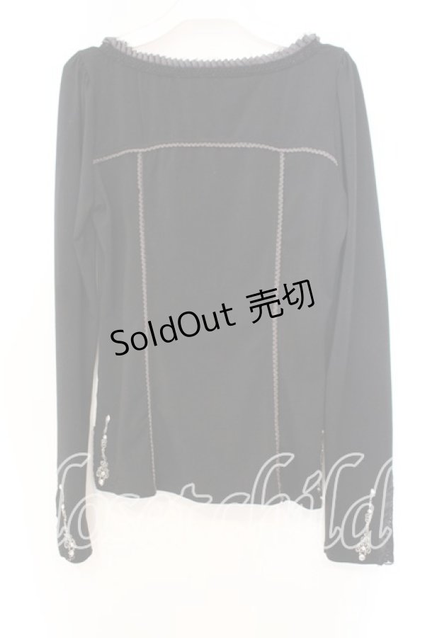 画像4: OZZ ANGELO / ストーン付き切り替えカットソー  ブラック O-25-12-13-046-OO-TO-IG-OS (4)