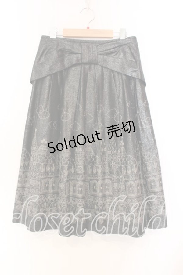 画像1: Jane Marple / お城刺繍スカート Ｍ クロ×シルバー O-25-12-13-055-JM-SK-IG-OS (1)