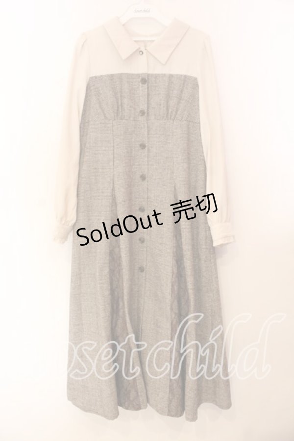 画像1: axes femme / チェック柄ビスチェ切替ワンピース  ブラウン O-25-12-13-072-AX-OP-IG-OS (1)