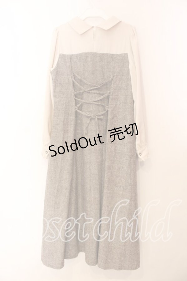 画像2: axes femme / チェック柄ビスチェ切替ワンピース  ブラウン O-25-12-13-072-AX-OP-IG-OS (2)