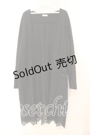 画像: axes femme / 裾レースTPU天竺ロングカーディガン  クロ O-25-12-13-073-AX-TO-IG-OS