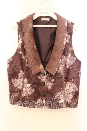画像: axes femme / グランブーケ柄レース襟ベスト  ブラウン O-25-12-13-074-AX-TO-IG-OS