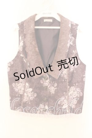 画像: axes femme / グランブーケ柄レース襟ベスト  ブラウン O-25-12-13-074-AX-TO-IG-OS