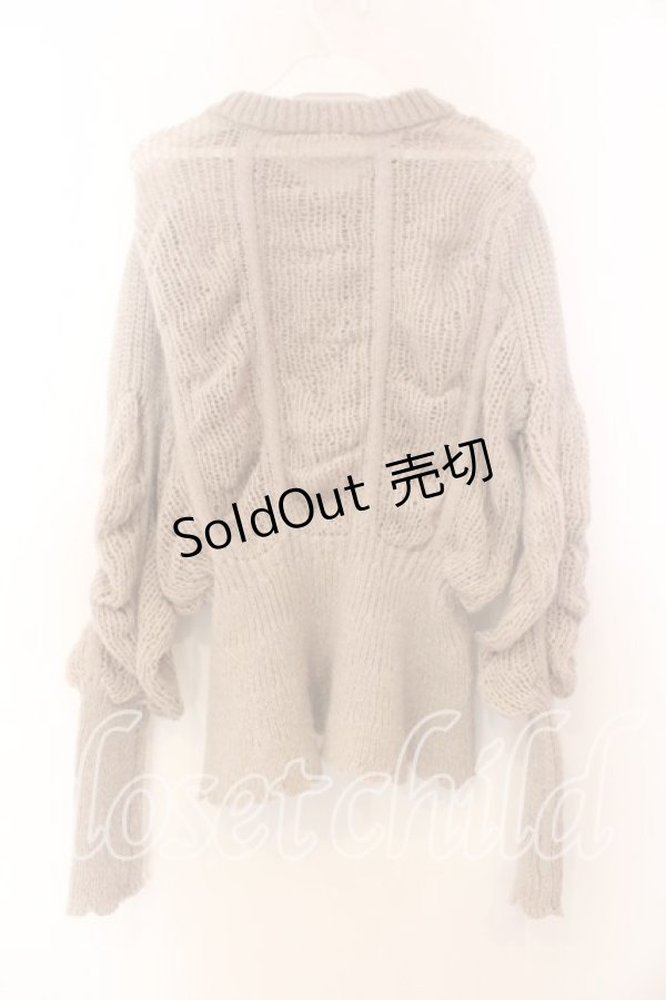 画像2: axes femme / ヴィンテージ風透編ニットカーディガン  ベージュ O-25-12-13-078-AX-TO-IG-OS (2)