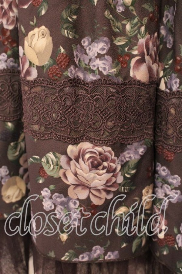 画像2: axes femme / ホーリーローズ柄フリルスカート  Dブラウン系 O-25-12-13-081-AX-SK-IG-OS (2)