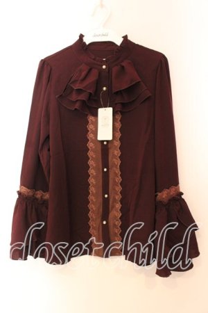 画像: axes femme / ジャボ風フリルブラウス  ワイン O-25-12-13-083-AX-BL-IG-OS