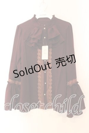 画像: axes femme / ジャボ風フリルブラウス  ワイン O-25-12-13-083-AX-BL-IG-OS