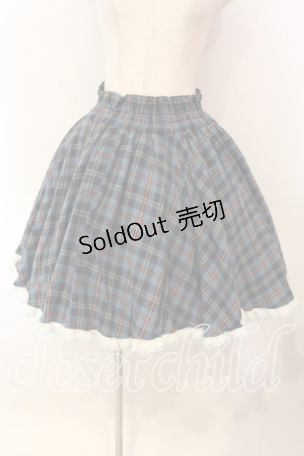 画像1: metamorphose / チェックサーキュラースカート  ブルー O-25-12-13-014-ME-SK-OW-OS (1)