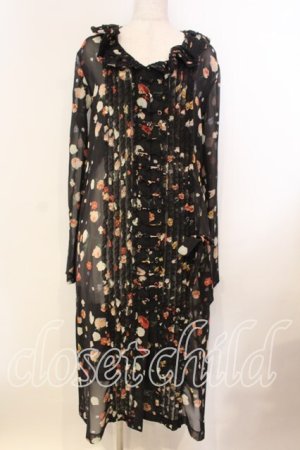 画像: WONDERFUL WORLD / ローズシフォンチャイナボタンワンピース  クロ O-25-12-13-016-LO-OP-IG-OS