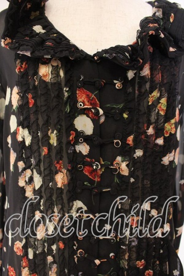 画像2: WONDERFUL WORLD / ローズシフォンチャイナボタンワンピース  クロ O-25-12-13-016-LO-OP-IG-ZT523 (2)