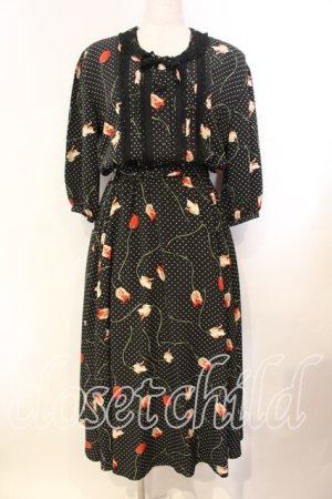 画像: INGEBORG / ドットチューリップワンピース  クロ O-25-12-13-017-LO-OP-IG-OS