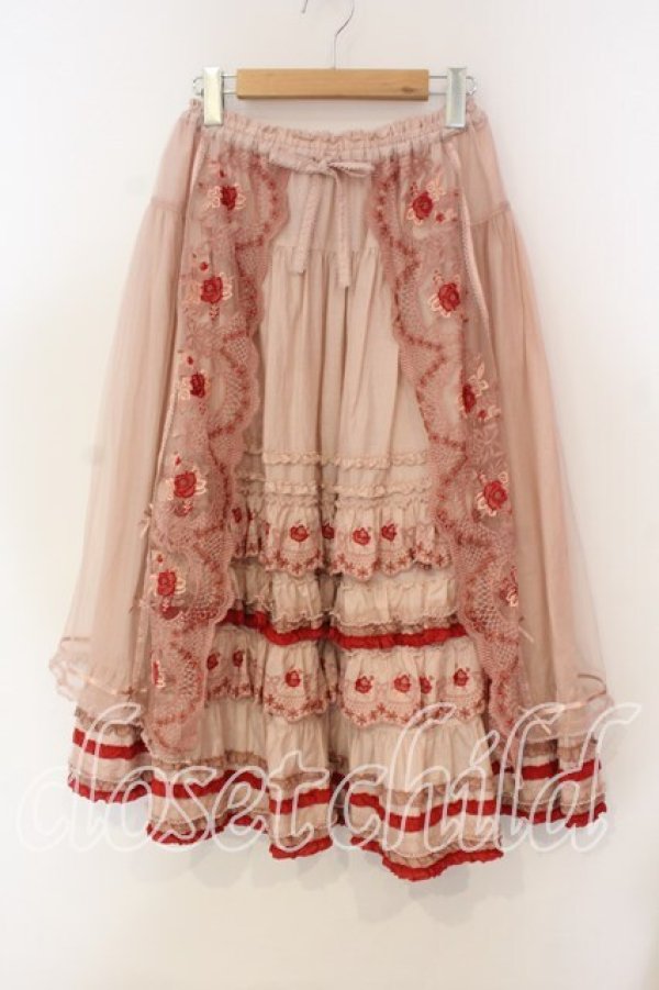 画像1: PINK HOUSE / ロココレース使いスカート  ピンク O-25-12-15-035-LO-SK-OW-OS (1)