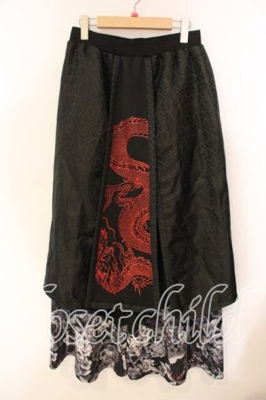 画像: Qutie Frash / 和柄ワイドパンツ  ブラック O-25-12-15-038-QU-PA-OW-OS