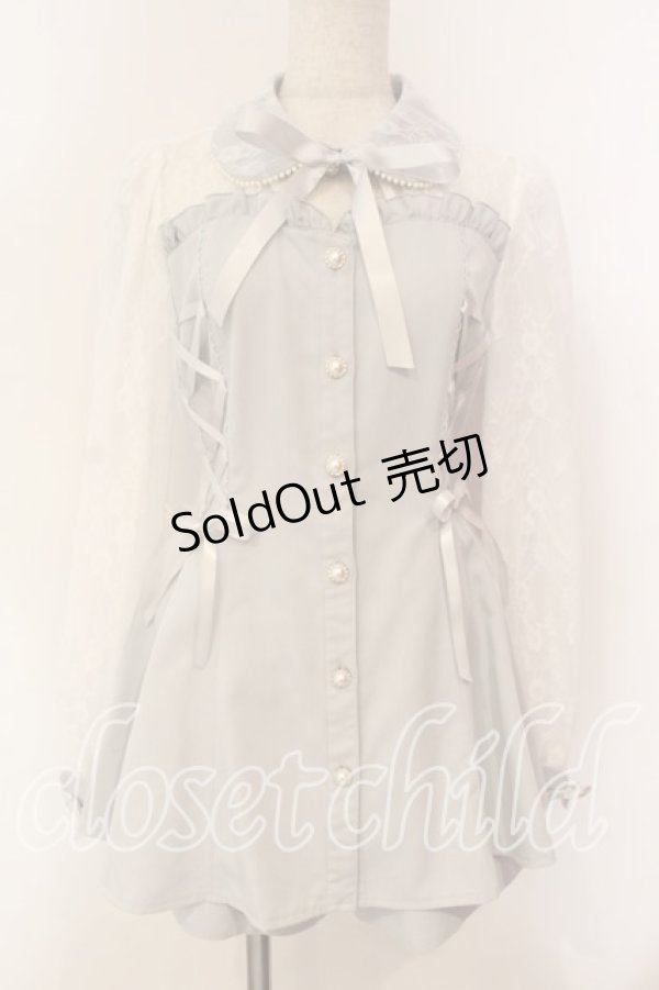 画像1: Secret Honey / ビスチェ切替長袖セットアップ  サックス O-25-12-15-051-CA-OP-OW-OS (1)