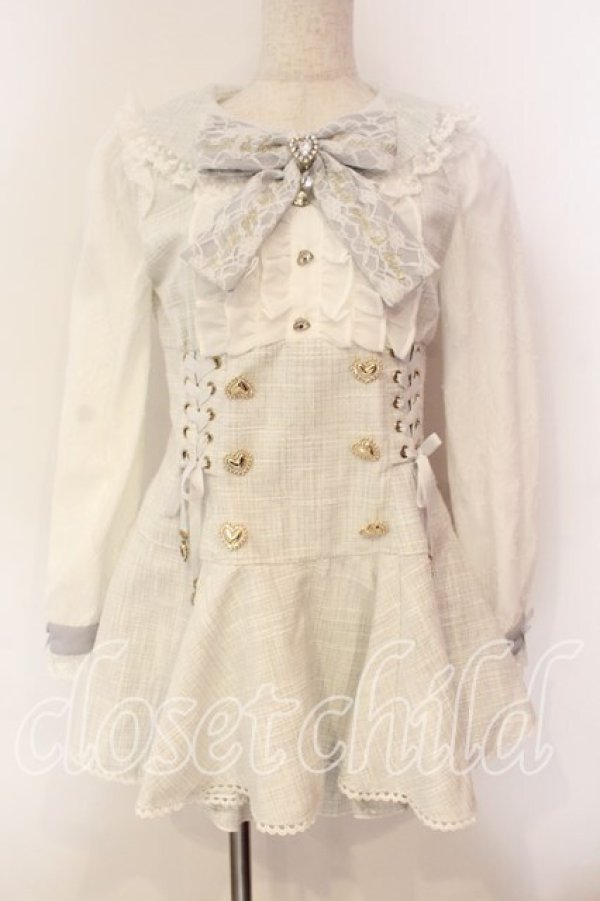 画像1: LIZ LISA / メッセージリボンツイードセットアップ  ブルー（公式色展開） O-25-12-15-053-LO-OP-IG-OS (1)