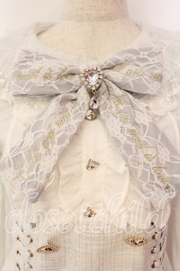 画像2: LIZ LISA / メッセージリボンツイードセットアップ  ブルー（公式色展開） O-25-12-15-053-LO-OP-IG-OS (2)