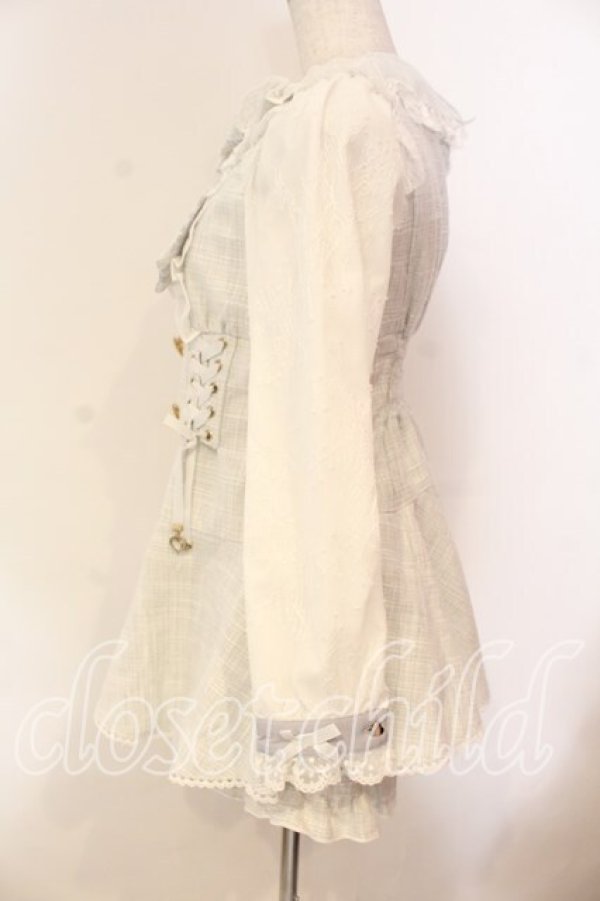 画像3: LIZ LISA / メッセージリボンツイードセットアップ  ブルー（公式色展開） O-25-12-15-053-LO-OP-IG-OS (3)