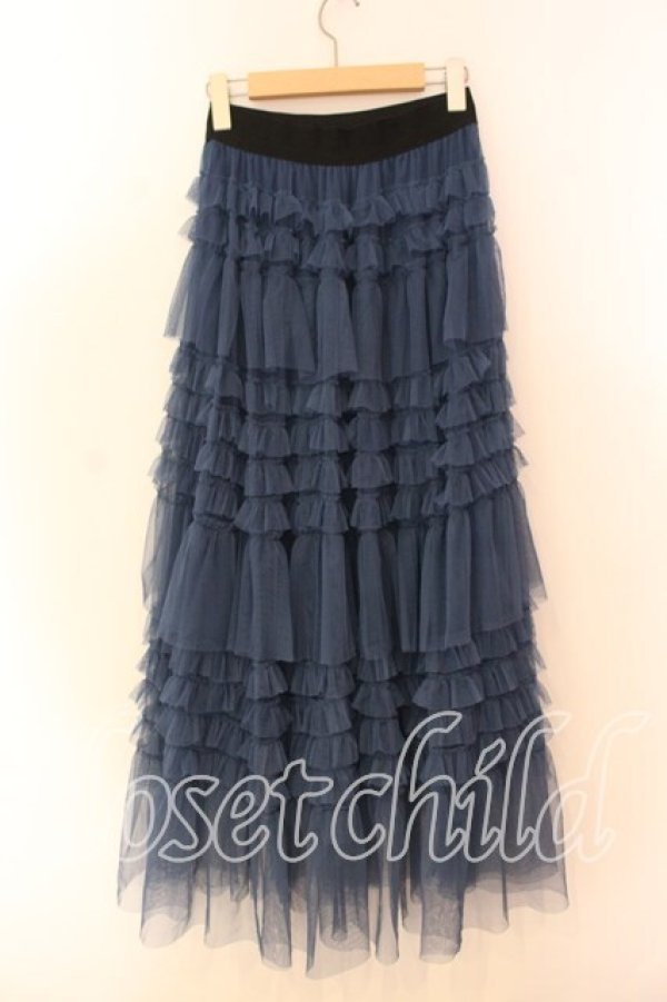 画像2: axes femme POETIQUE / ティアードフリルロングスカート  ブルー O-25-12-15-007-AX-SK-IG-OS (2)