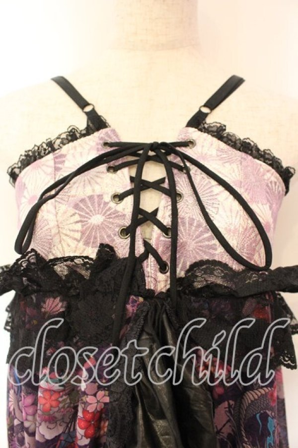 画像2: Qutie Frash / 和柄ベビードール  パープル O-25-12-15-057-QU-OP-OW-OS (2)