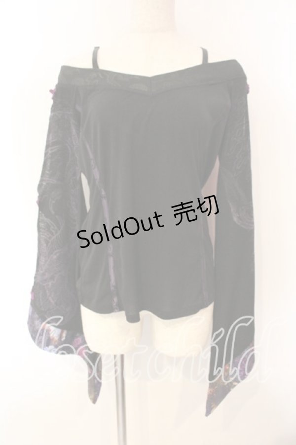 画像1: Qutie Frash / オフショルインナー  ブラック×パープル O-25-12-15-065-QU-TO-OW-OS (1)