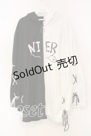 画像: NieR Clothing / TWO-TONE BRAID ZIP OUTER【裏起毛フリース】  ブラック×ホワイト O-25-12-15-069-PU-TO-IG-OS