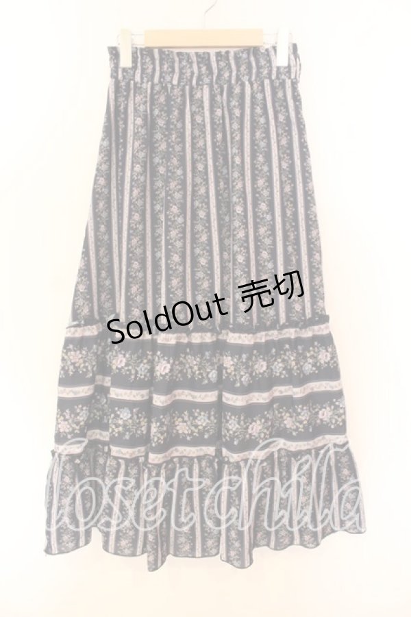 画像1: axes femme / ストライプフラワー柄スカート  ネイビー O-25-12-15-011-AX-SK-IG-ZT512 (1)